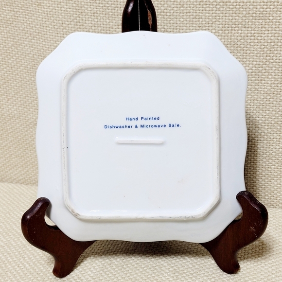 Vintage Andrea by Sadek Blue & White Square Dish with Raised Scrolling - Picture 2 of 6